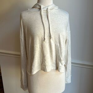 Gap Rayon Blend Like Linen Middie Crop Hoodie Oatmeal Size small EUC